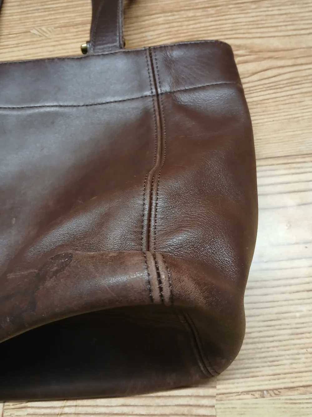 Coach Dark Brown Leather Messenger Tote with Adjustable Straps
